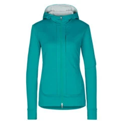 Icebreaker W QUANTUM III LS ZIP HOOD Damen Wolljacke FLUX GREEN/ETHER/CB